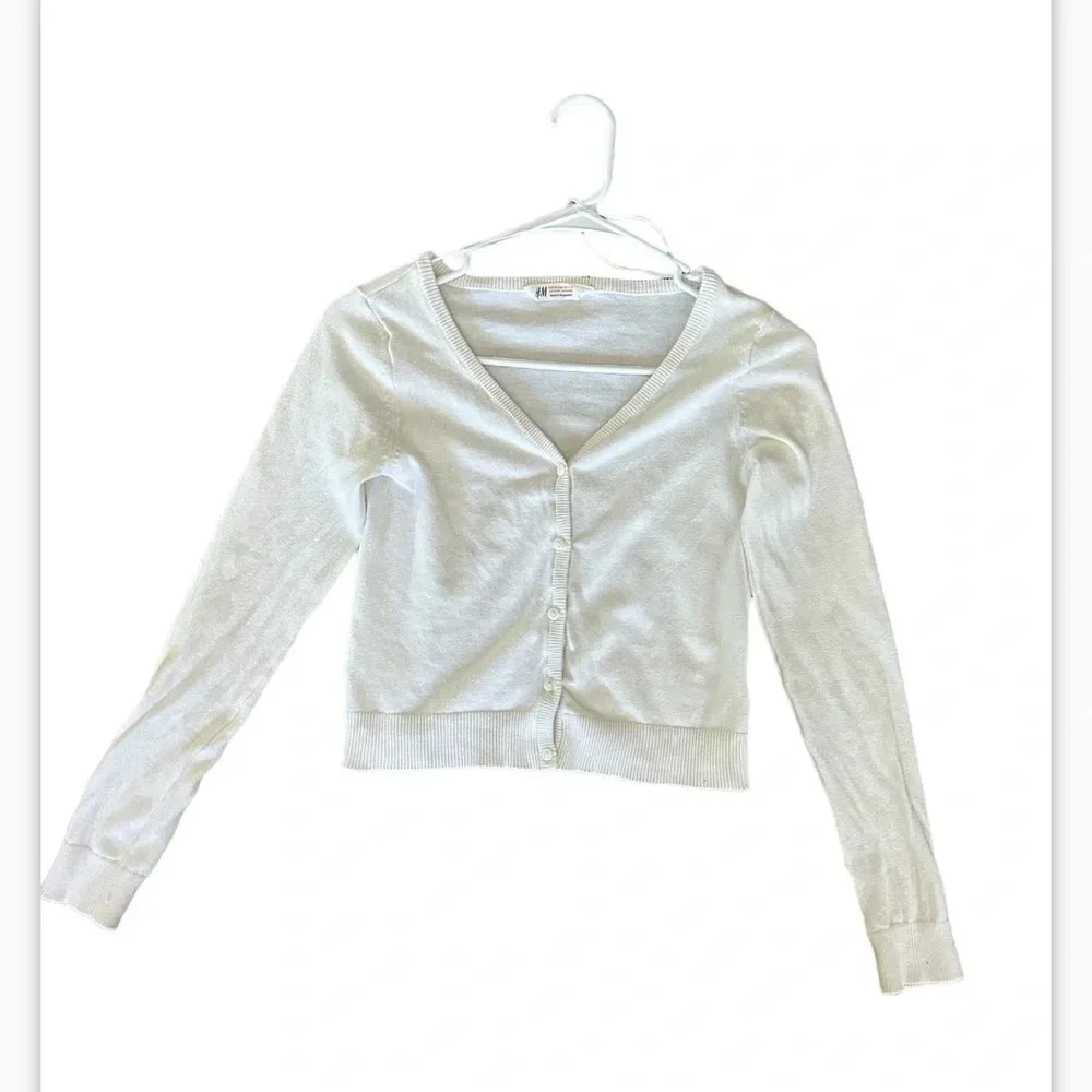 H&M White Cardigan 87% cotton super soft size 12/13 yrs
